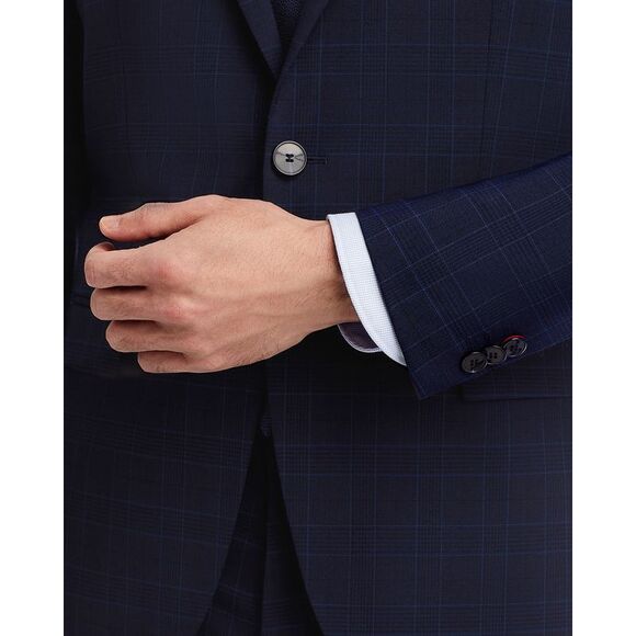 Hugo Boss Mens Arti Tonal Plaid Extra Slim Fit Suit Jacket 44 Regular Dark Blue - Picture 4 of 4